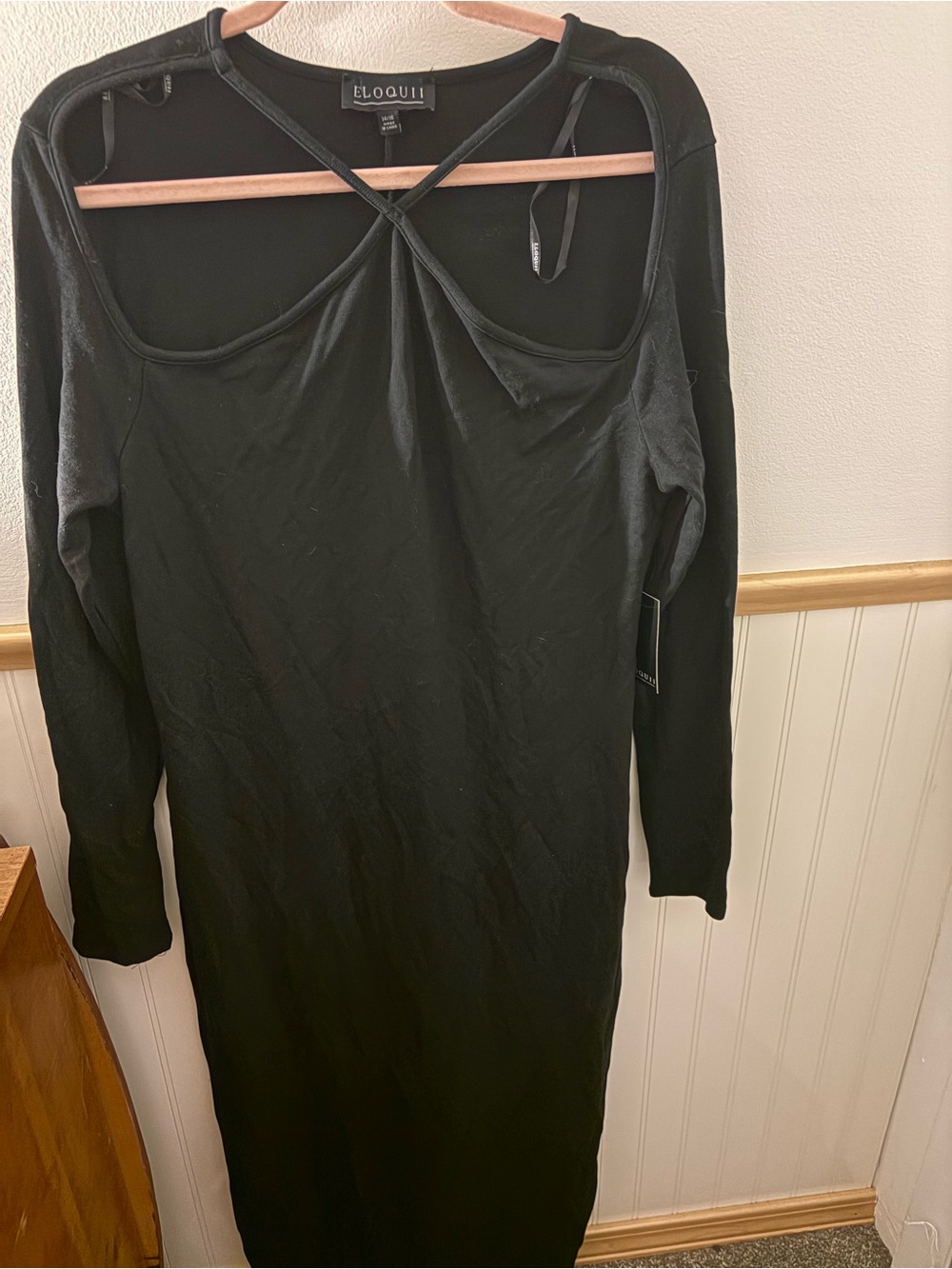 NWT Eloquii Black Crisscross Cutout Bodycon Midi Dress Size 14/16